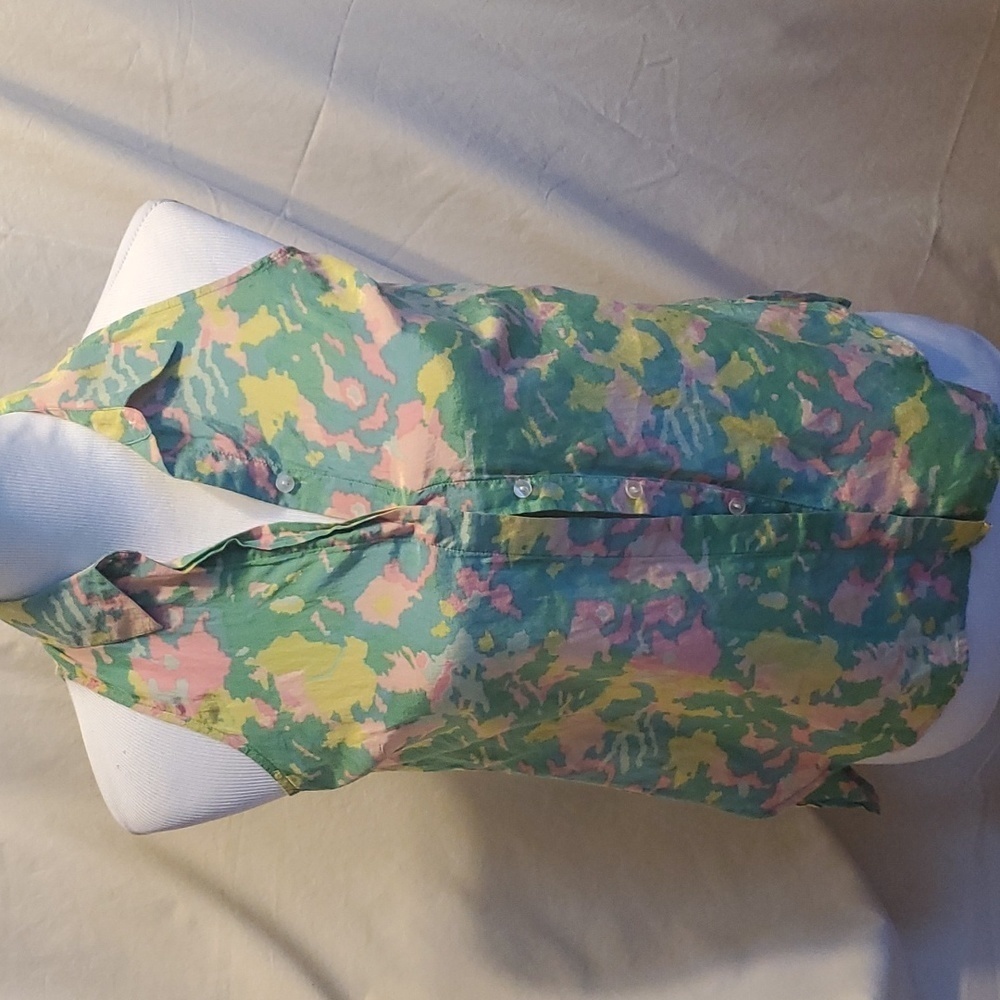 Ann Taylor Floral Button Down Silk Top SZ 00